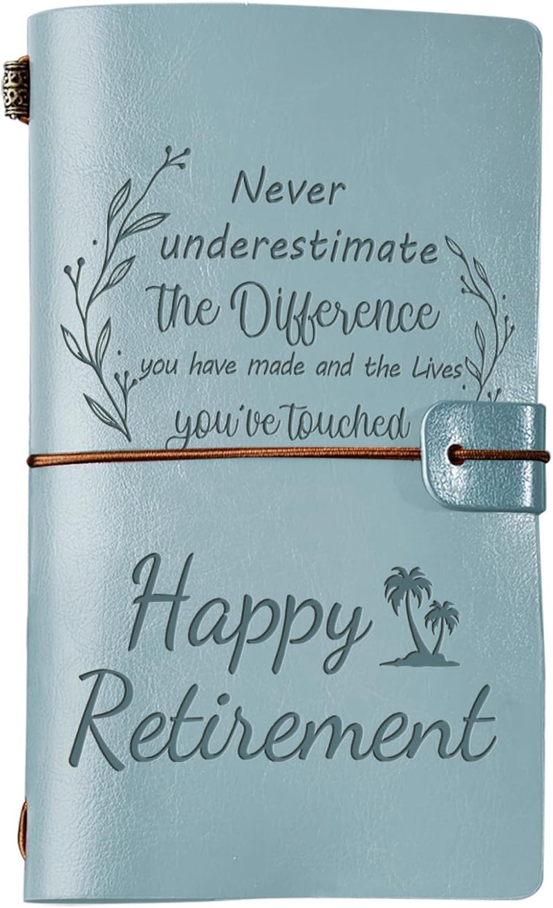 PRSTENLY Retirement Gift for Woman Men, Retirement Gifts for Women Teacher Friends Nurse Boss, Retired Going Away Goodbye Leaving Farewell Gifts for Coworkers- Happy Retirement Leather Journal - Image 1